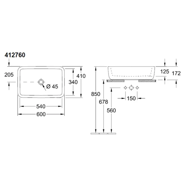 Villeroy & Boch 41276001 Over-Counter Basin
