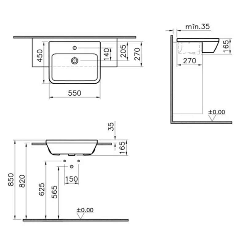 VitrA Integra VT7069B Semi-Recess Basin
