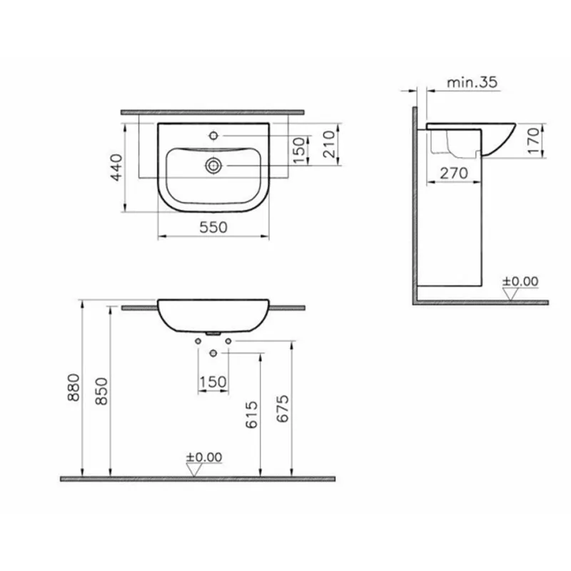 VitrA S20 VT5524 Semi-Recess Basin