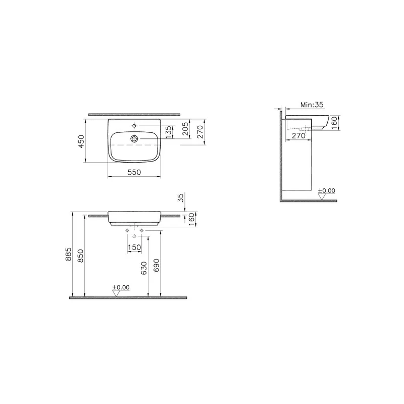 VitrA Shift VT4390 Semi-Recess Basin