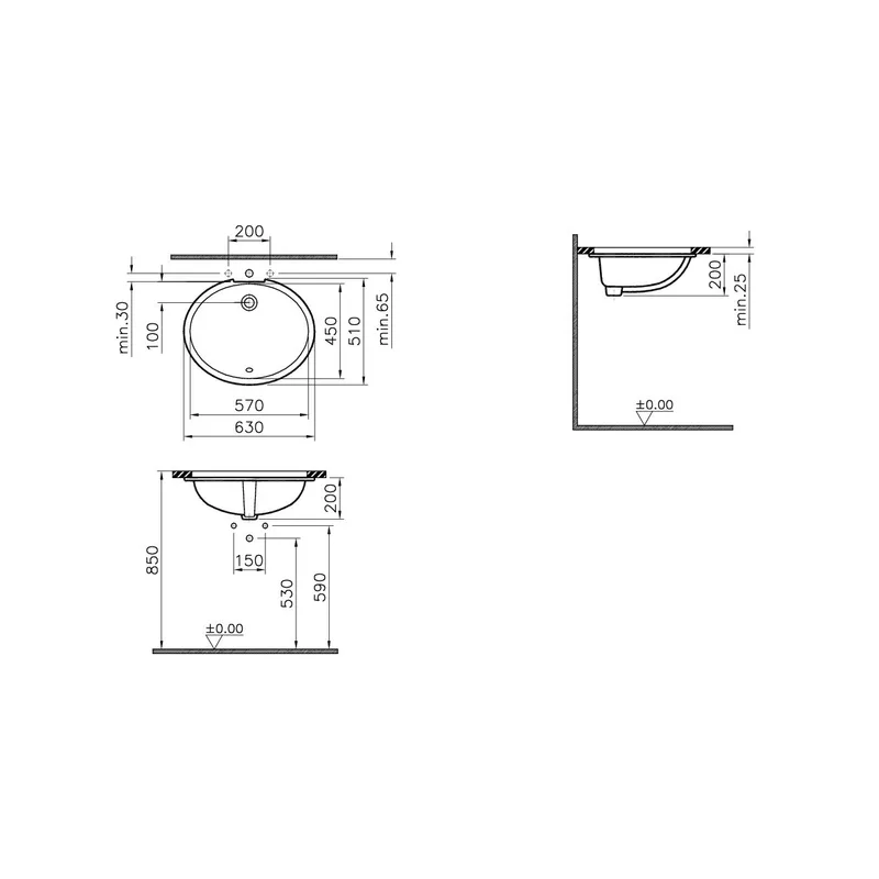 VitrA VT6031 Undermount Ceramic Basin