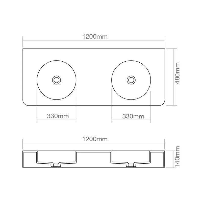 Z9081 Solid Surface Double Bowl Countertop Basin