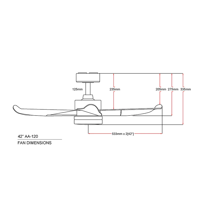 Aeroair AA-120 Ceiling Fan (Black Body, Dark Oak Blades)
