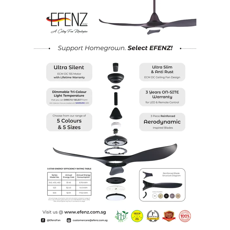 Efenz Tiffany Ceiling Fan (Natural Pine)