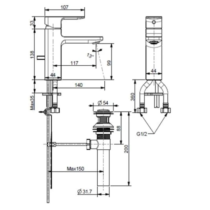 American Standard Acacia Evolution Basin Mixer (FFAS1301)
