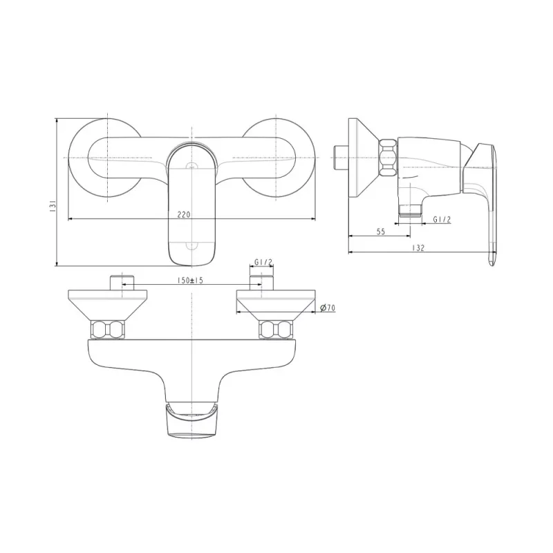American Standard Loven Exposed Shower Mixer