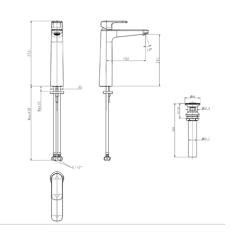 American Standard Loven Tall Basin Mixer (FFAS1M02-101500BF0)