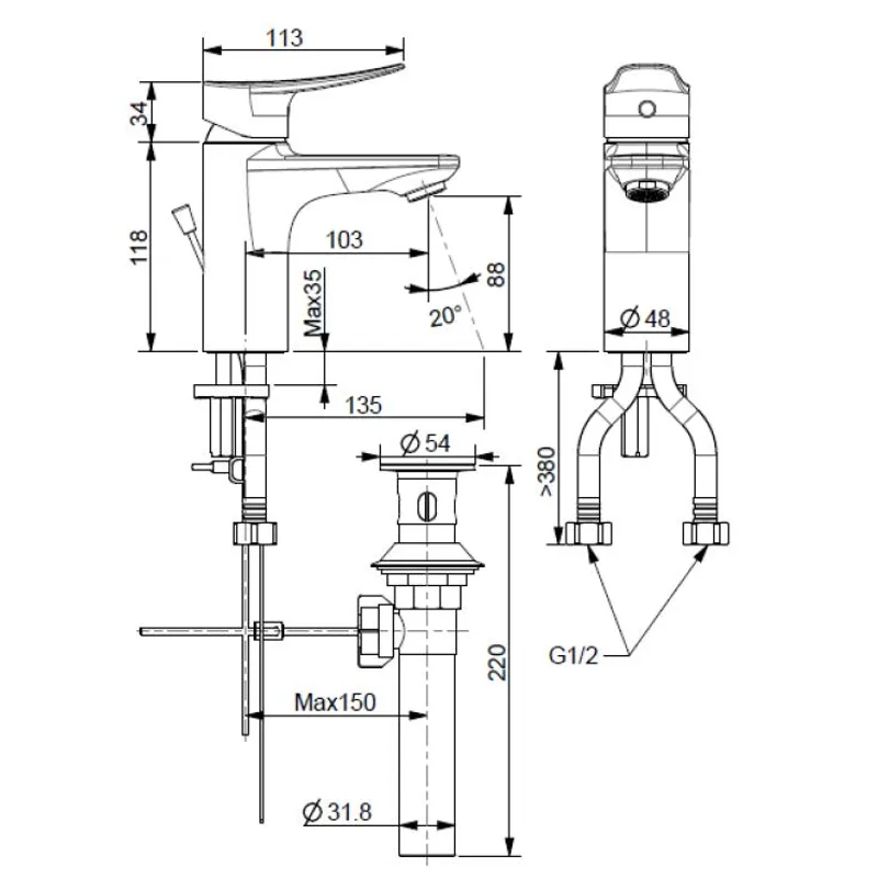 American Standard Milano Basin Mixer (FFAS0901)