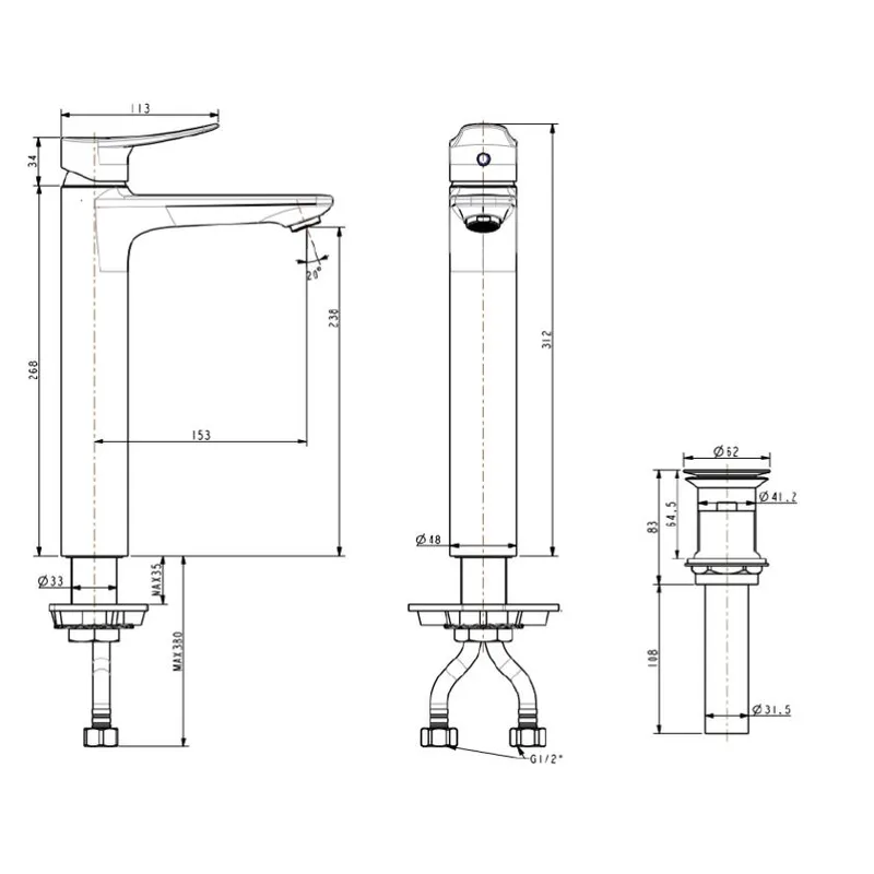 American Standard Milano Extended Basin Mixer (FFAS0902)