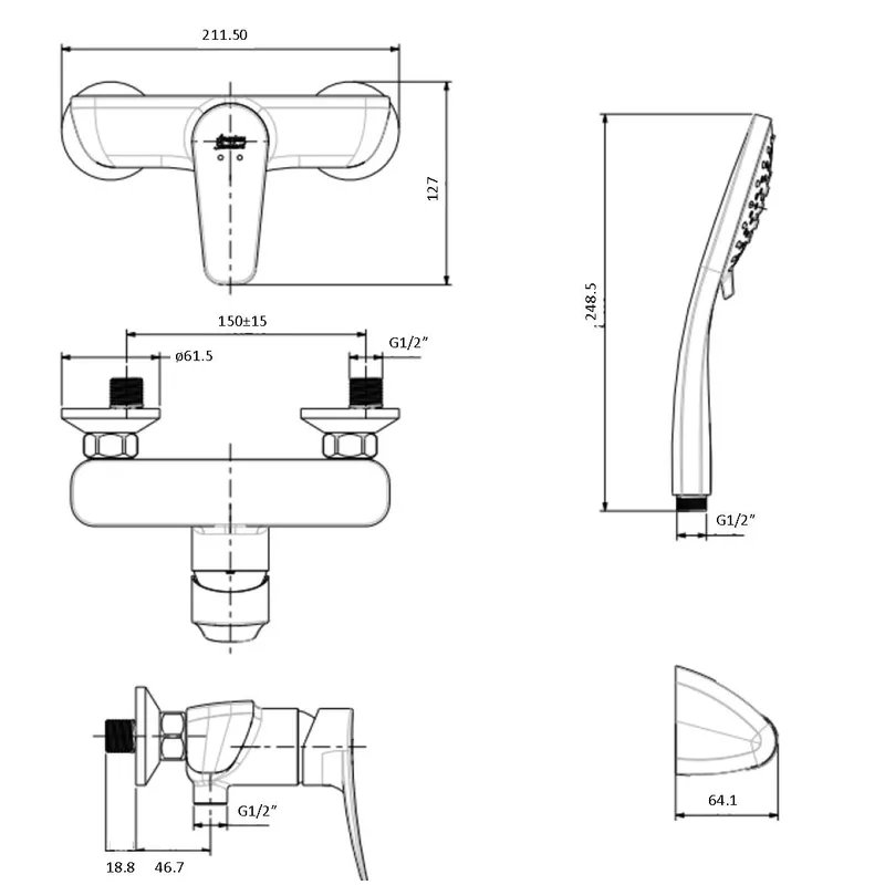 American Standard Milano Shower Mixer (FFAS0912)