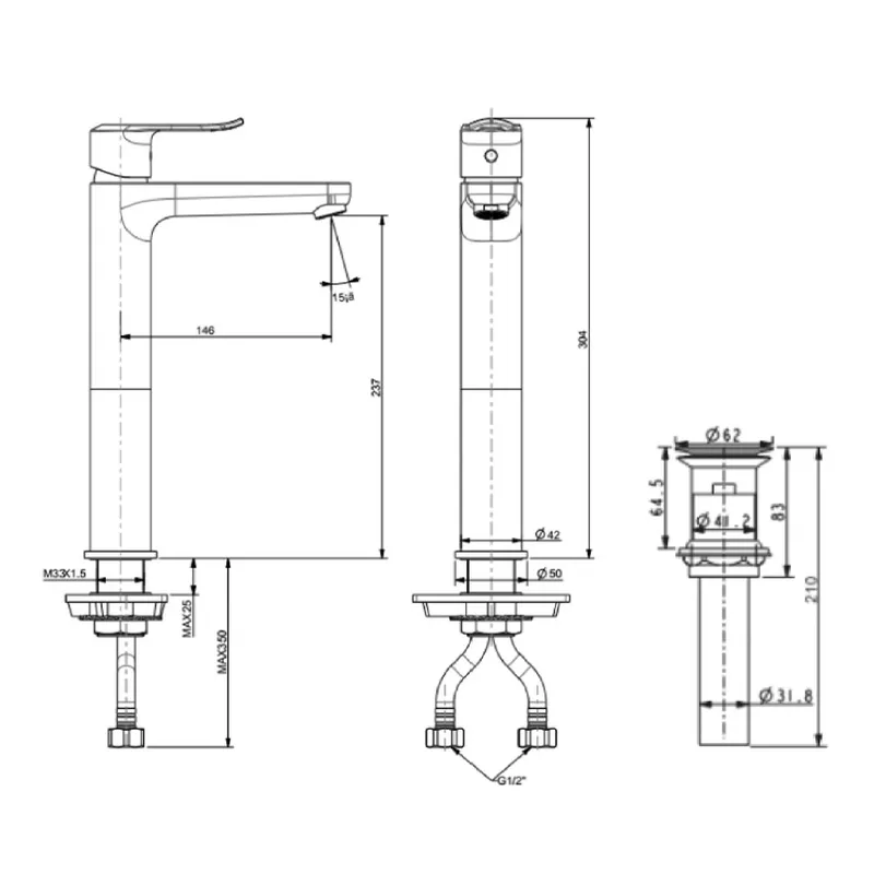 American Standard Neo Modern Extended Basin Mixer (FFAS0703-101500BF0)