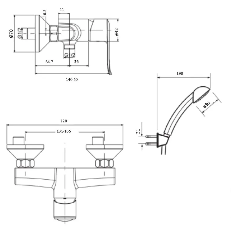 American Standard Neo Modern Shower Mixer (FFAS0712-701500BF0)