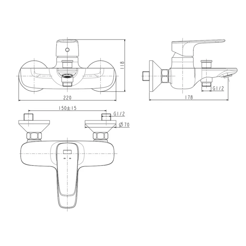 American Standard Signature Exposed Bath & Shower Mixer