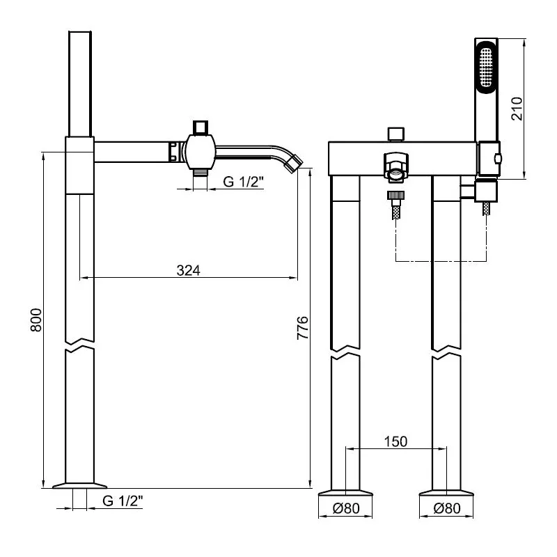 Bacera AZ850401 Freestanding Bath Mixer