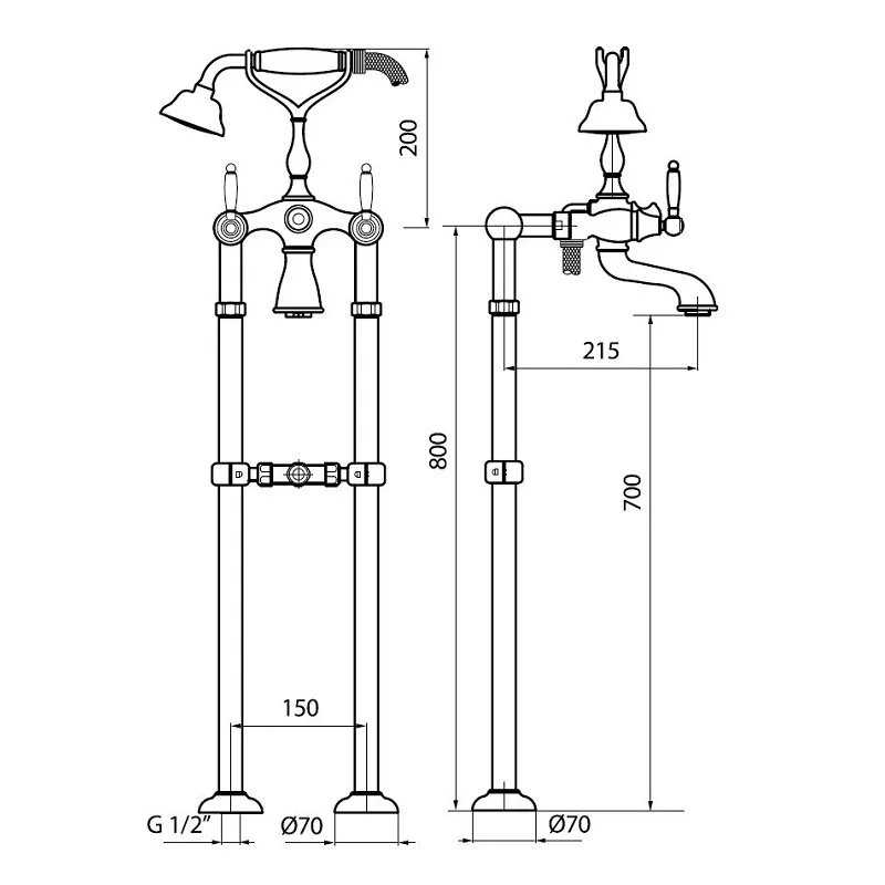 Bacera DO720801 Freestanding Bath Mixer