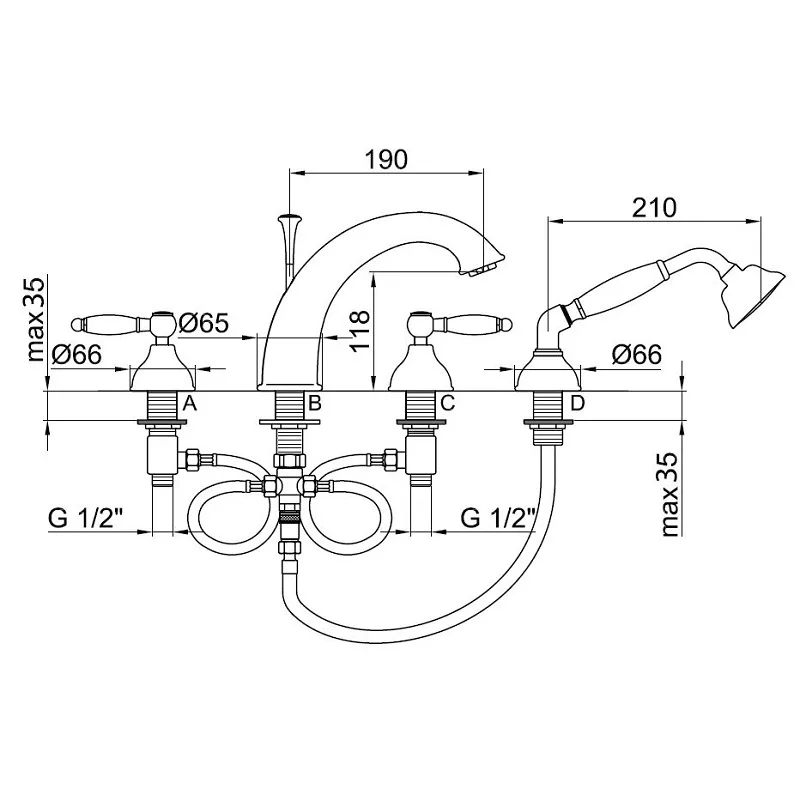 DO730101 Deck Mounted Bath Mixer