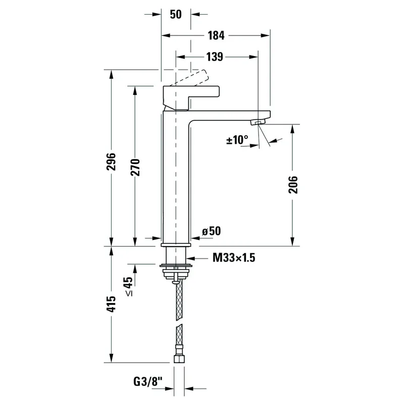 Duravit D-Neo Tall Basin Mixer (103-0002-010) Chrome