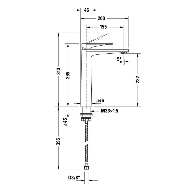Duravit Tulum Tall Basin Mixer (104-0002-046, Matt Black)