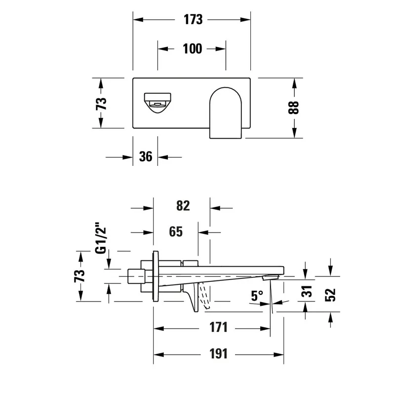 Duravit Tulum Concealed Basin Mixer (107-0004-046, Matt Black)