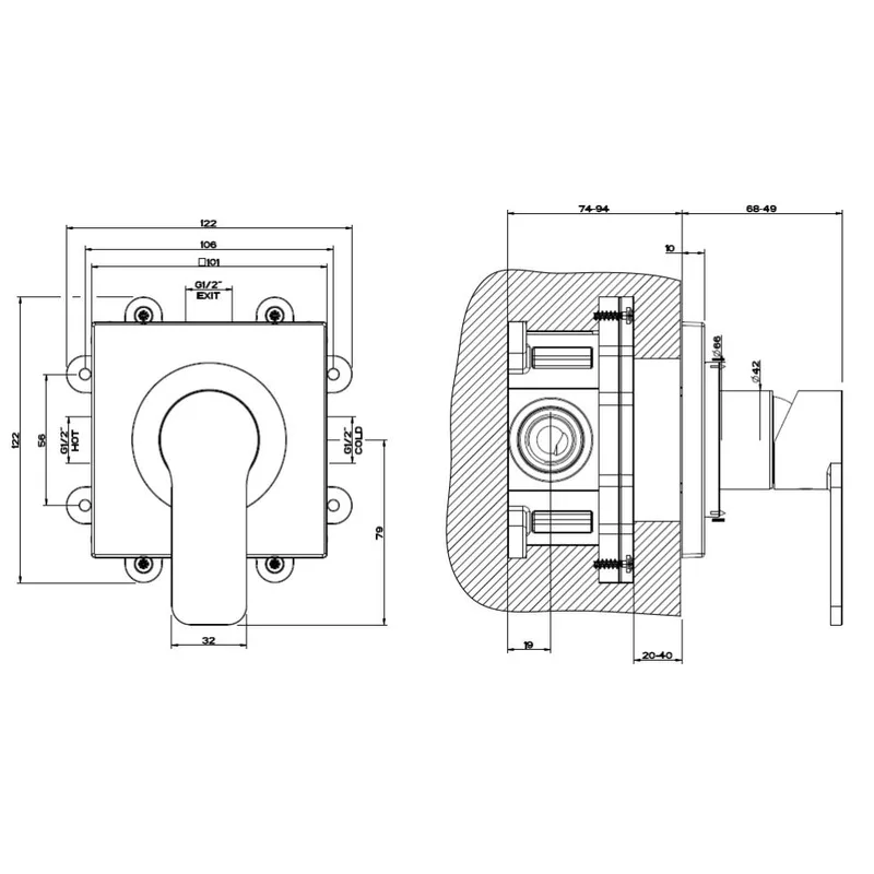 Gessi 38312 47206 Corso Venezia Concealed Shower Mixer