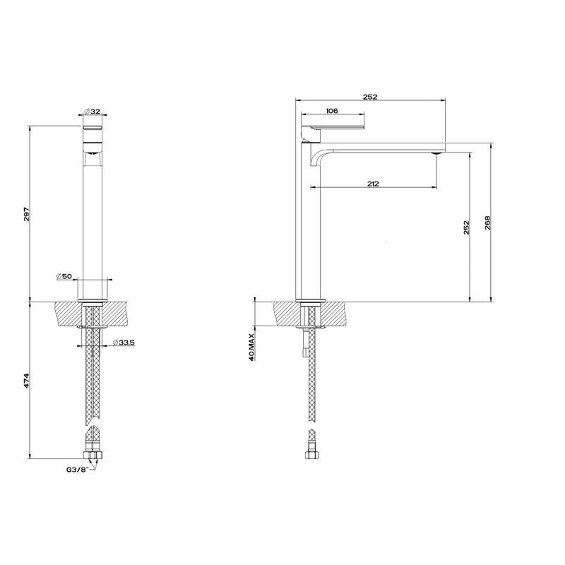 Gessi Via Manzoni Tall Basin Mixer (38609)
