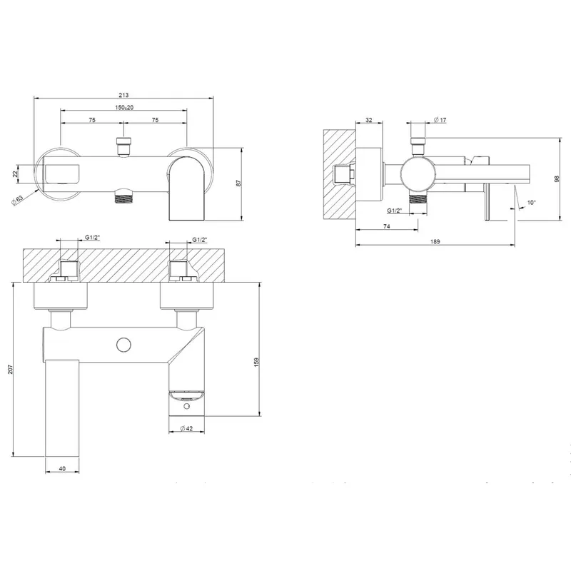 Gessi 38613 Via Manzoni Bath Mixer