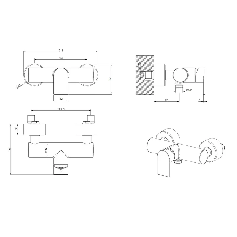 Gessi 38631 Via Manzoni Shower Mixer