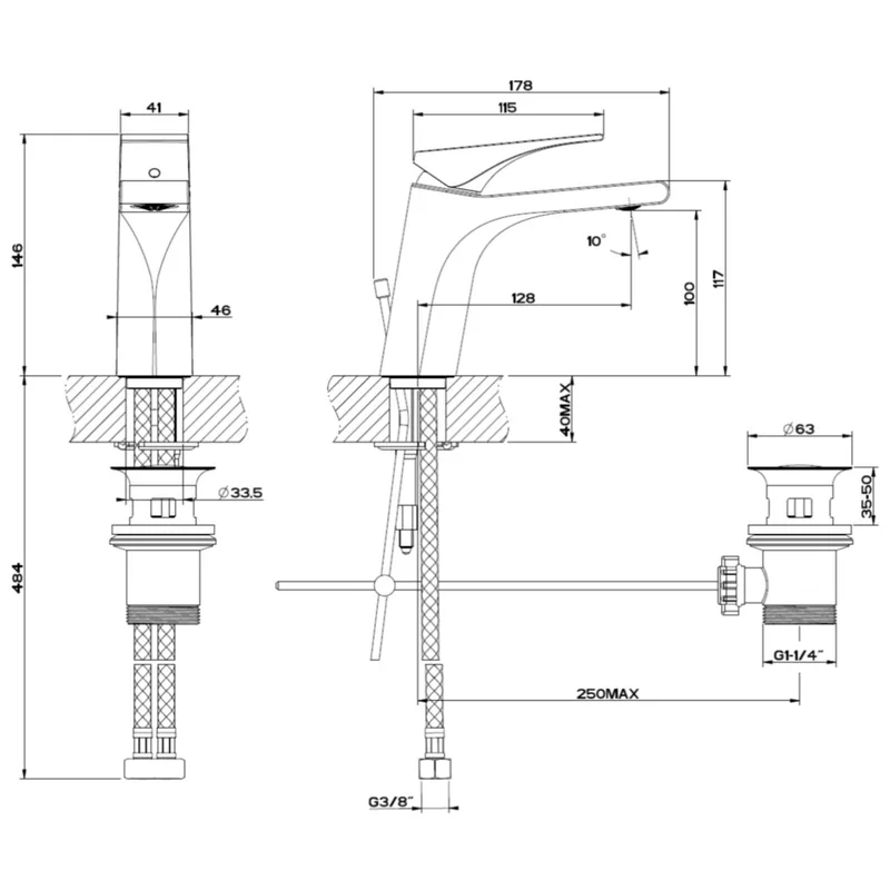 Gessi Via Solferino Basin Mixer (49001)
