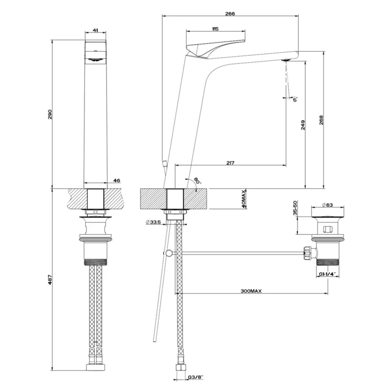 Gessi Via Solferino Basin Mixer (49003)