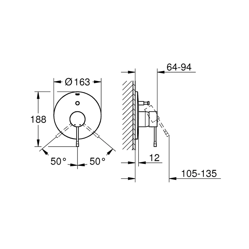 Grohe 19285DL1 Bath Shower Mixer Trim