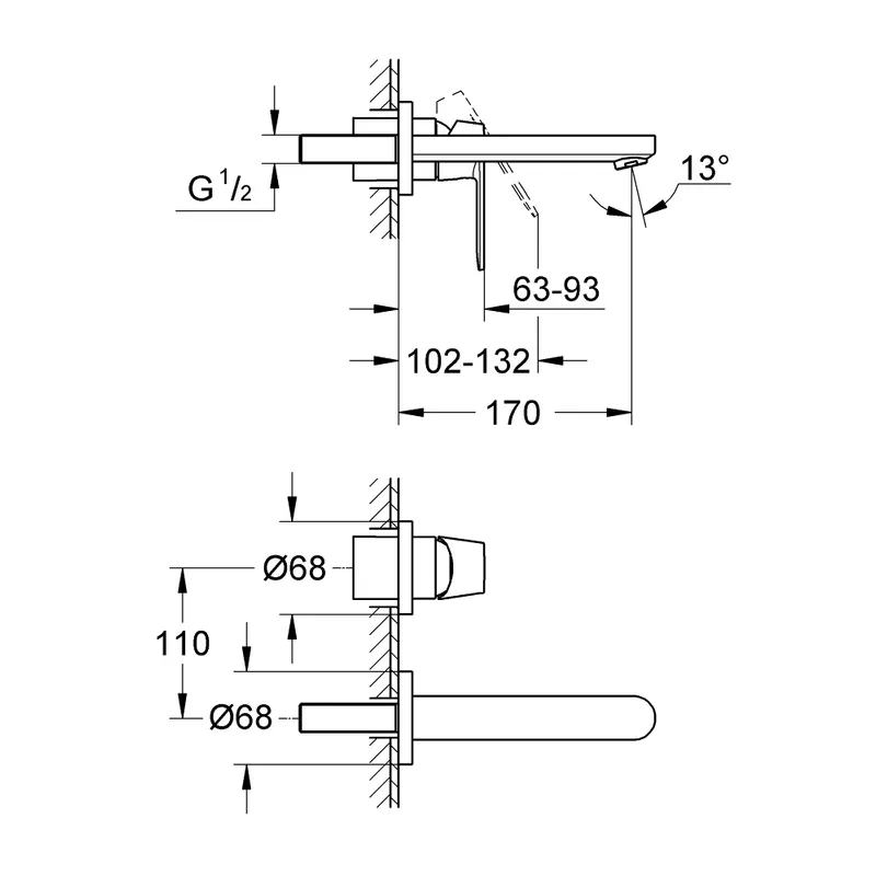 Grohe Eurosmart Cosmopolitan Two-Hole Basin Mixer (19381000)