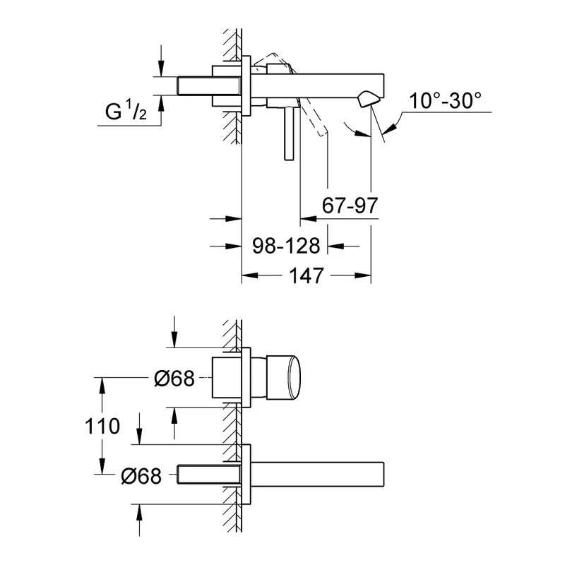 Grohe Concetto Wall-Mounted Basin Mixer (19575001)