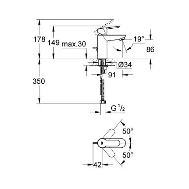 Grohe BauEdge Basin Mixer (23101000)
