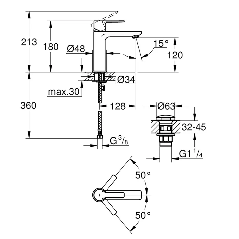 Grohe Lineare Basin Mixer (23106DC1)