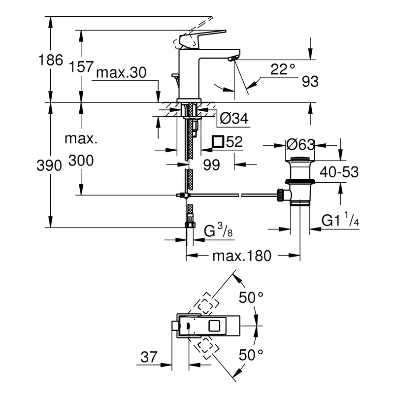 Grohe Eurocube Basin Mixer (23127000E)