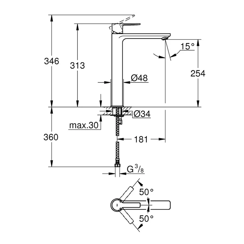 Grohe Lineare Tall Basin Mixer (23405DC1)