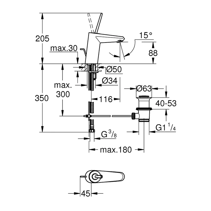 Grohe Eurodisc Joy Basin Mixer (23425000)