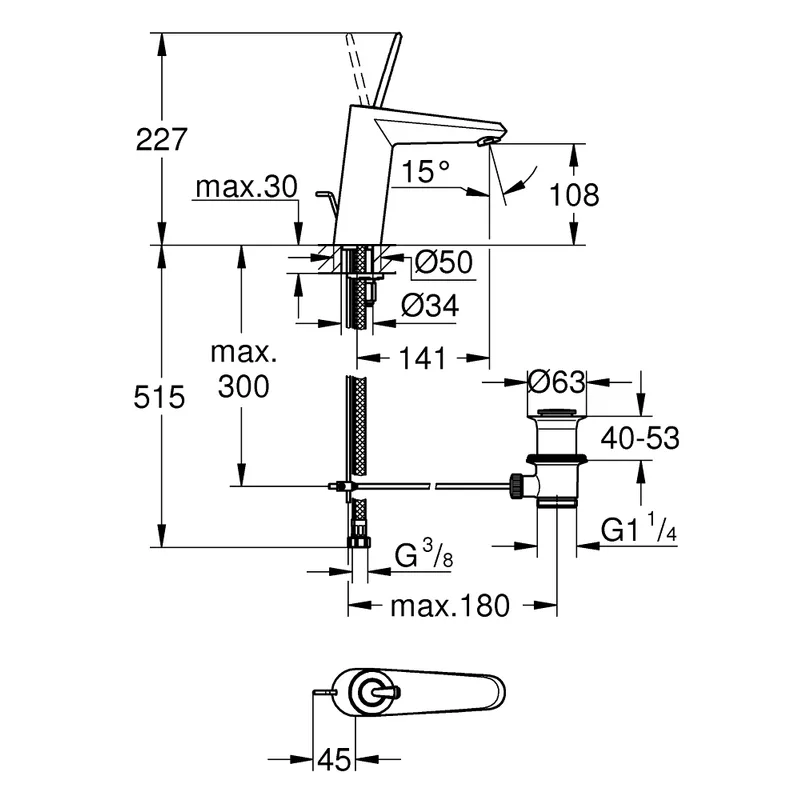 Grohe Eurodisc Joy Basin Mixer (23427LS0)