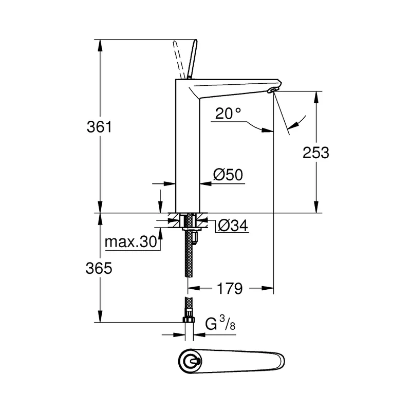 Grohe Eurodisc Joy Tall Basin Mixer (23428000)