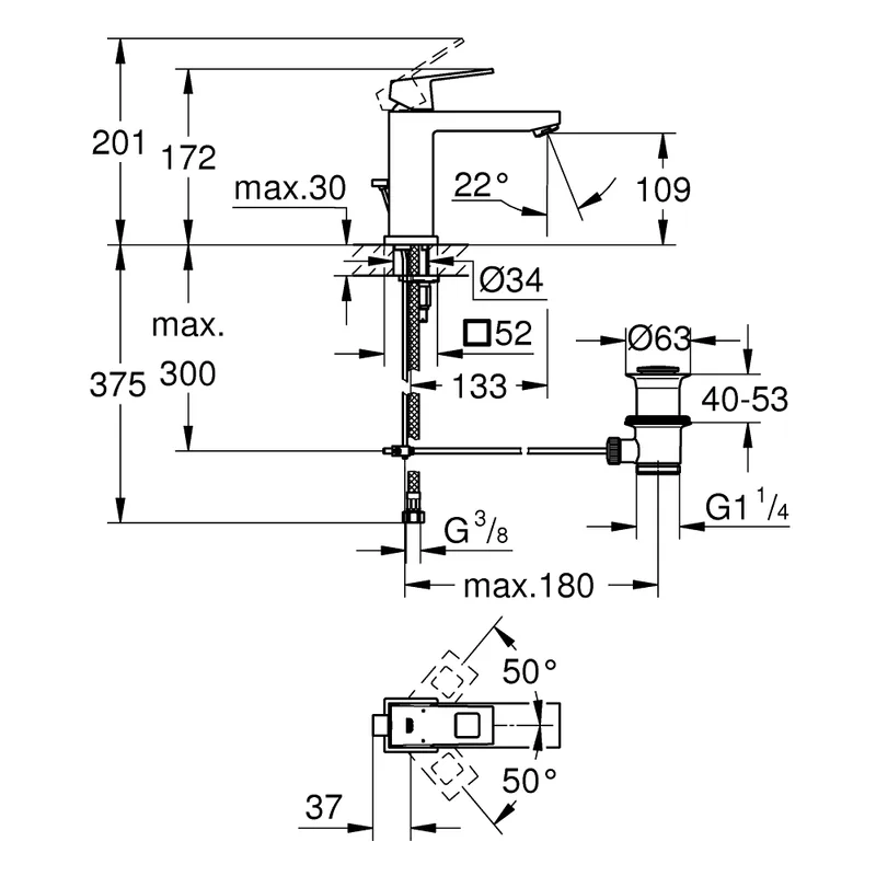 Grohe Eurocube Basin Mixer (23445000)