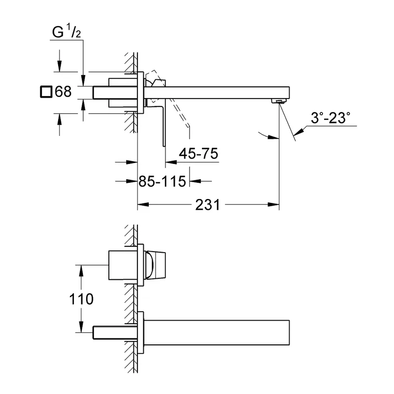 Grohe Eurocube Wall-Mounted Basin Mixer (23447000)