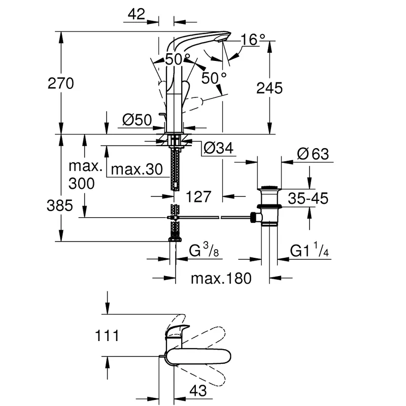 Grohe Eurostyle Solid Basin Mixer (23718003)