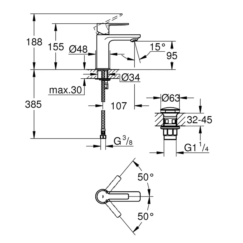 Grohe Lineare Basin Mixer (23791AL1)