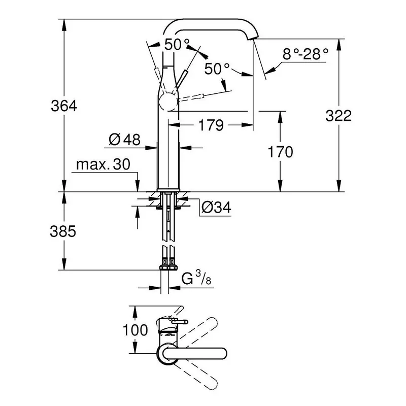 Grohe Essence Tall Basin Mixer (24170KF1)