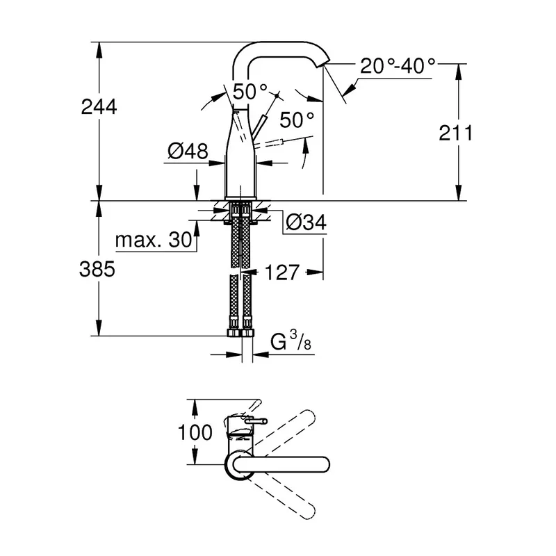 Grohe Essence Tall Basin Mixer (24177KF1)
