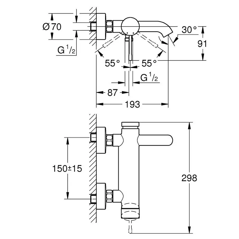 Grohe Single-Lever Bath/Shower Mixer (25250KF1)