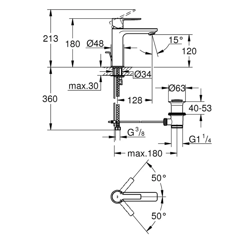Grohe Lineare Basin Mixer (32114GL1)