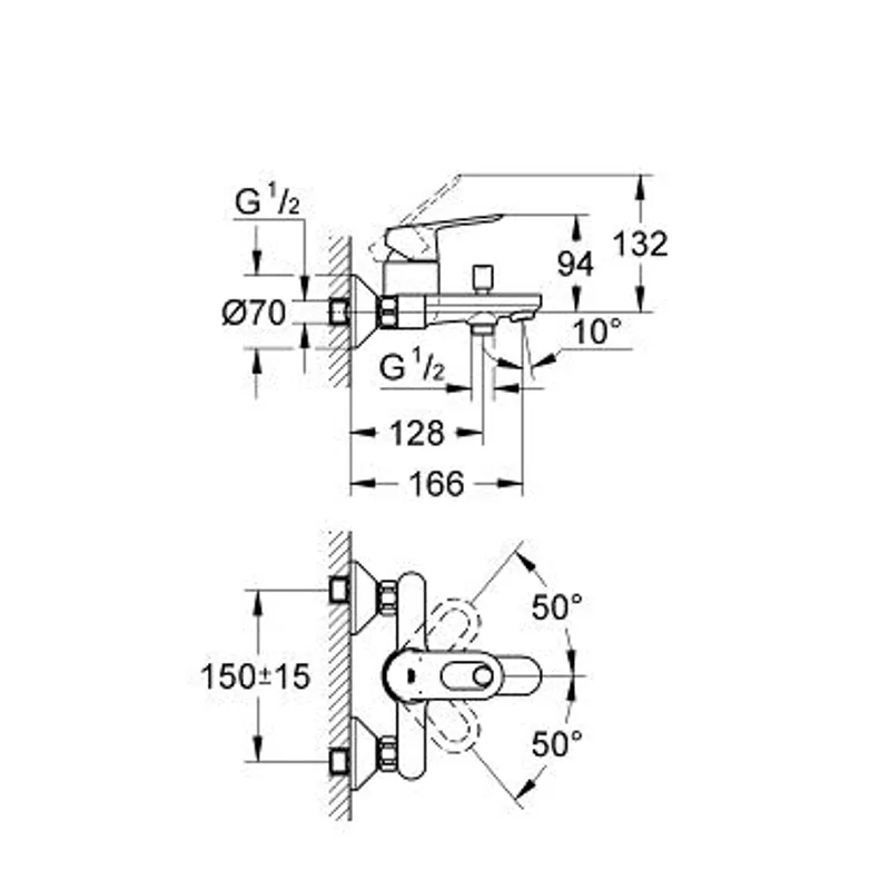 Grohe BauLoop Bath & Shower Mixer (32815000)