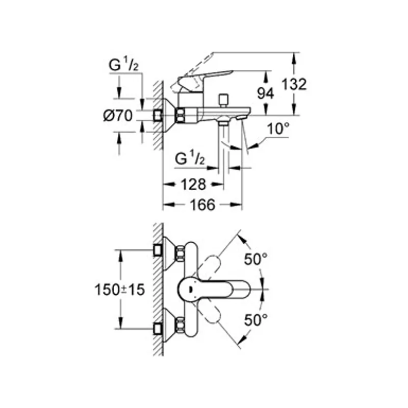 Grohe BauEdge Bath & Shower Mixer (32820000)