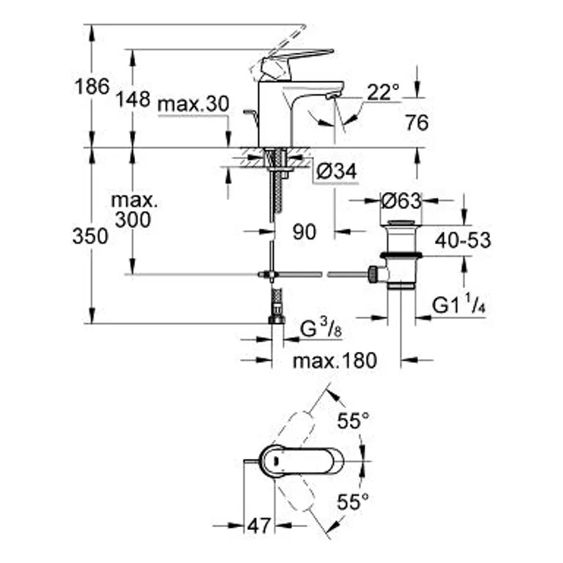 Grohe Eurosmart Cosmopolitan Basin Mixer (3282500E)